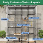 5-Tier 70 Inch Large Cat Cages, DIY Cat Enclosure Indoor with 5 Doors 12 Jumping, Large Detachable Metal Wire Cat Kennel Exercise Place Ideal for 1-4 Cats