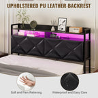 Headboard Queen Size with 2-Tier Open Space and Pull-Out Hidden Storage, Upholstered Headboard with Charging Station, Height Adjustable Sturdy Queen Bed Head Only, Easy Assembly, Black