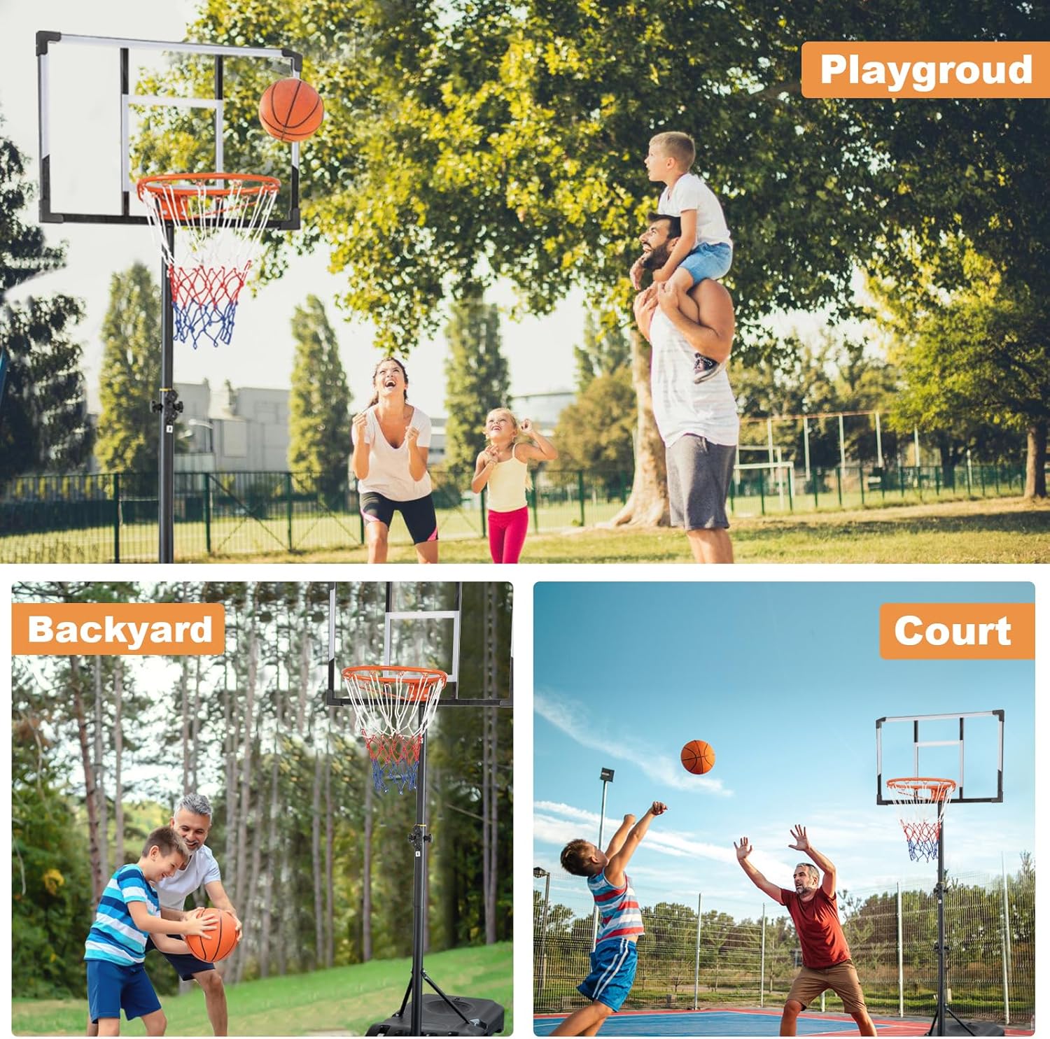 33 in Portable Basketball Hoop Outdoor, 5-10FT Adjustable Basketball Goals with Enlarged Base and PC Backboard, Basketball Hoops System for Backyard, Park