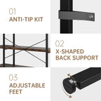 Heavy Duty 3-Tier Industrial Bookcase, 39" Wide Wood Bookshelf for Home Office, 120lbs Shelf Capacity, Rustic Open Shelving Display with Reinforced Horizontal Shelf for Living Room Bedroom