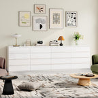 White Wood Dresser for Bedroom, 8 Drawer Dressers for Clothes Storage, Modern Dresser with Wide Drawers, Wide Wooden Chest Drawers for Living Room, Entryway, TV Stand(55" W x15.4 Dx32.3 H)
