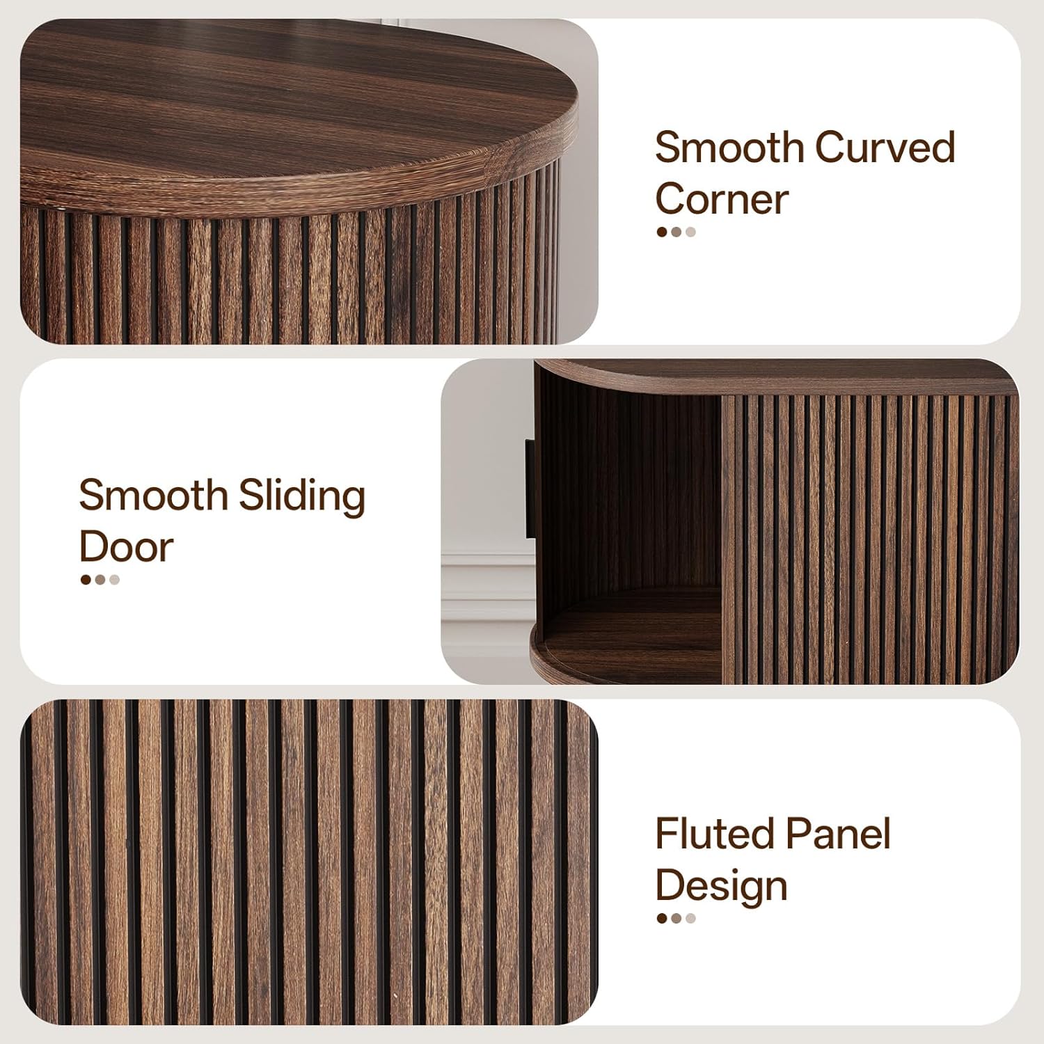 62" Fluted TV Stand, Mid Century Modern TV Stand for TVs up to 70", Entertainment Center with Storage, Sliding Doors, Adjustable Shelf, Wood Media Console for Living Room, Bedroom, Walnut