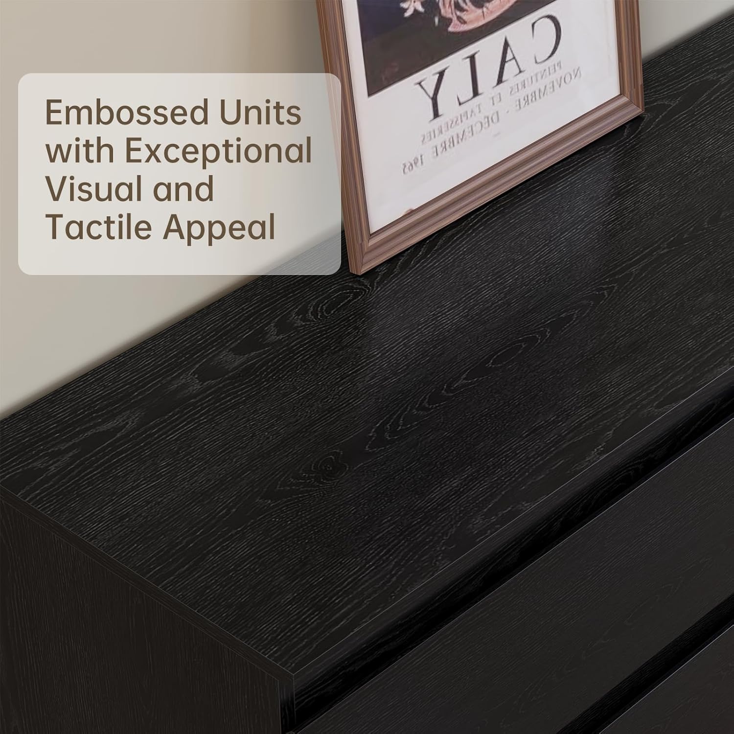 Black Wood Dresser, 6 Drawer Dressers for Clothes Storage for Bedroom, Modern Dresser with Wide Drawers, Wide Wooden Chest Drawers for Living Room|Entryway|TV Stand(47" W x15.4 Dx32.3 H)