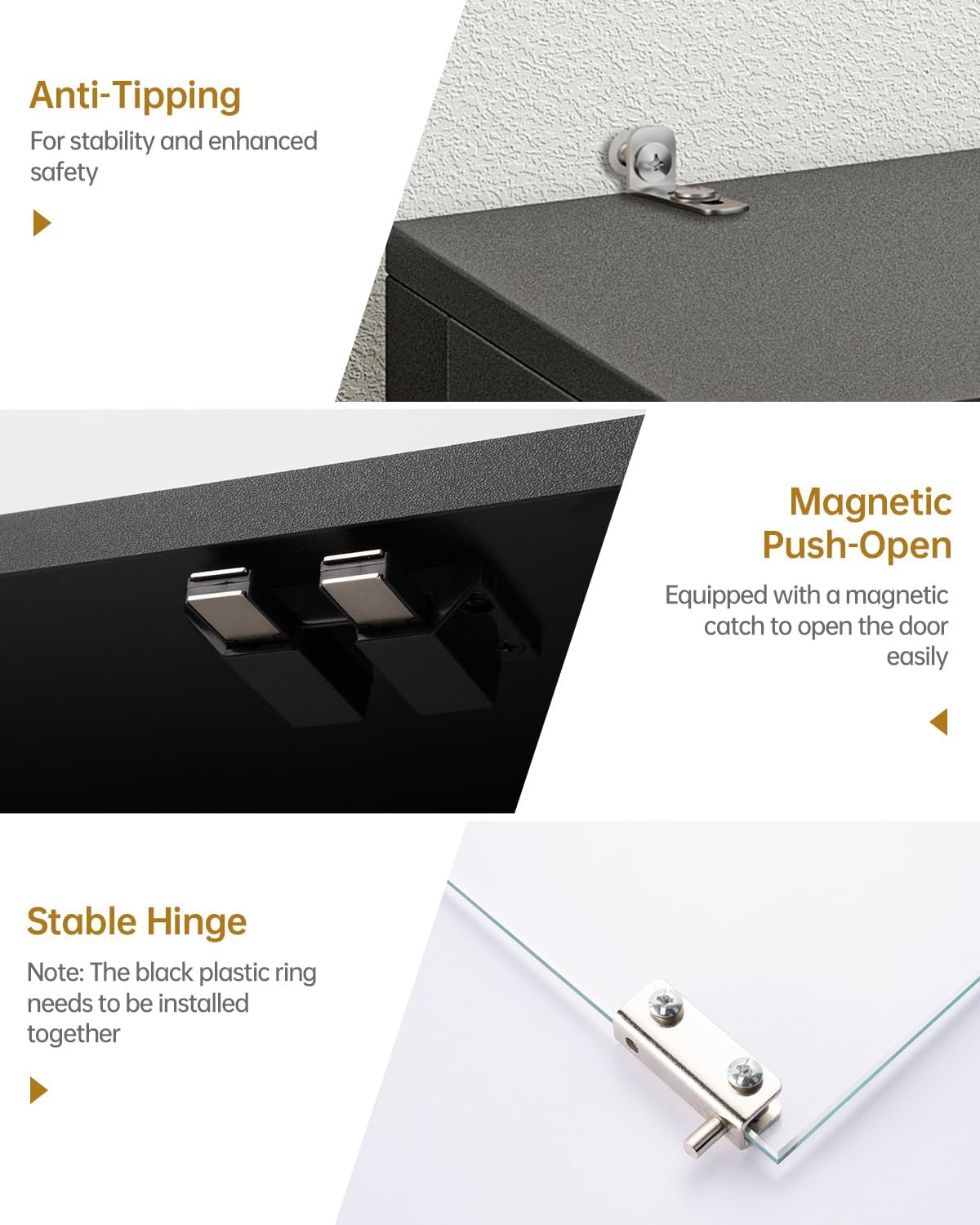 Glass Display Cabinet, 65" Tall Display Case with RGB Lights Curio Cabinet with Glass Doors 4-Tier LED Storage Cabinet with Human Body Sensor & Press-To-Open for Collectibles Book Figure (Black)