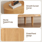 70" Fluted TV Stand, Mid Century Modern TV Stand for TVs up to 80", Entertainment Center with Storage, Adjustable Shelves, Wood Media Console for Living Room, Bedroom, Natural