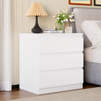 White Wood Dresser for Bedroom, 3 Drawer Dresser for Clothes Storage, Modern Dressers with Wide Drawers, Wide Wooden Chest Drawers for Living Room, Entryway, TV Stand