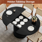 Extendable Dining Room Table Round Dining Table for 4 6 8, 43"-59" Modern Wood Kitchen Table with Removable Leaves Extendable Dinner Tables|Living Room|Small Space