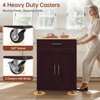 Kitchen Island Cart with Storage, Small Kitchen Island on Wheels with Large Drawer, Adjustable Shelf & Towel Rack, Rolling Island Table for Kitchen & Dining Room, Dark Coffee