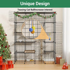 5-Tier 70 Inch Large Cat Cages, DIY Cat Enclosure Indoor with 5 Doors 12 Jumping, Large Detachable Metal Wire Cat Kennel Exercise Place Ideal for 1-4 Cats