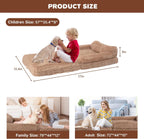 57" Foldable Human Dog Bed for Kids, Fluffy Faux Fur, Orthopedic Washable Dog Bed with Memory Foam and Water Repellent Liner Thick for Pet Installation Free (Brown)