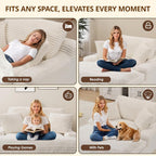 Oversized Chaise Lounge Chair, 57.5'' Deep Seat with 6'' Thick Cushion, Upholstered Sleeper Sofa with Pillows, Comfy Lounge Chair for Tall Adults, Living Room or Bedroom(White)