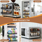 5 Pack Magnetic Shelves for Fridge and Washing Machine, Magnetic Laundry Organizer, Magnetic Spice Rack for Refrigerator with Versatile Hooks, Paper Towel Holder and Metal Storage Baskets