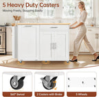 Rolling Kitchen Island with Hidden Trash Can Storage, Kitchen Island on Wheels with Storage, 3-Tier Spice Rack, Towel Rack&Drawer, Mobile Portable Island for Kitchen, White