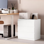 White Wood Dresser for Bedroom, 3 Drawer Dresser for Clothes Storage, Modern Dressers with Wide Drawers, Wide Wooden Chest Drawers for Living Room, Entryway, TV Stand