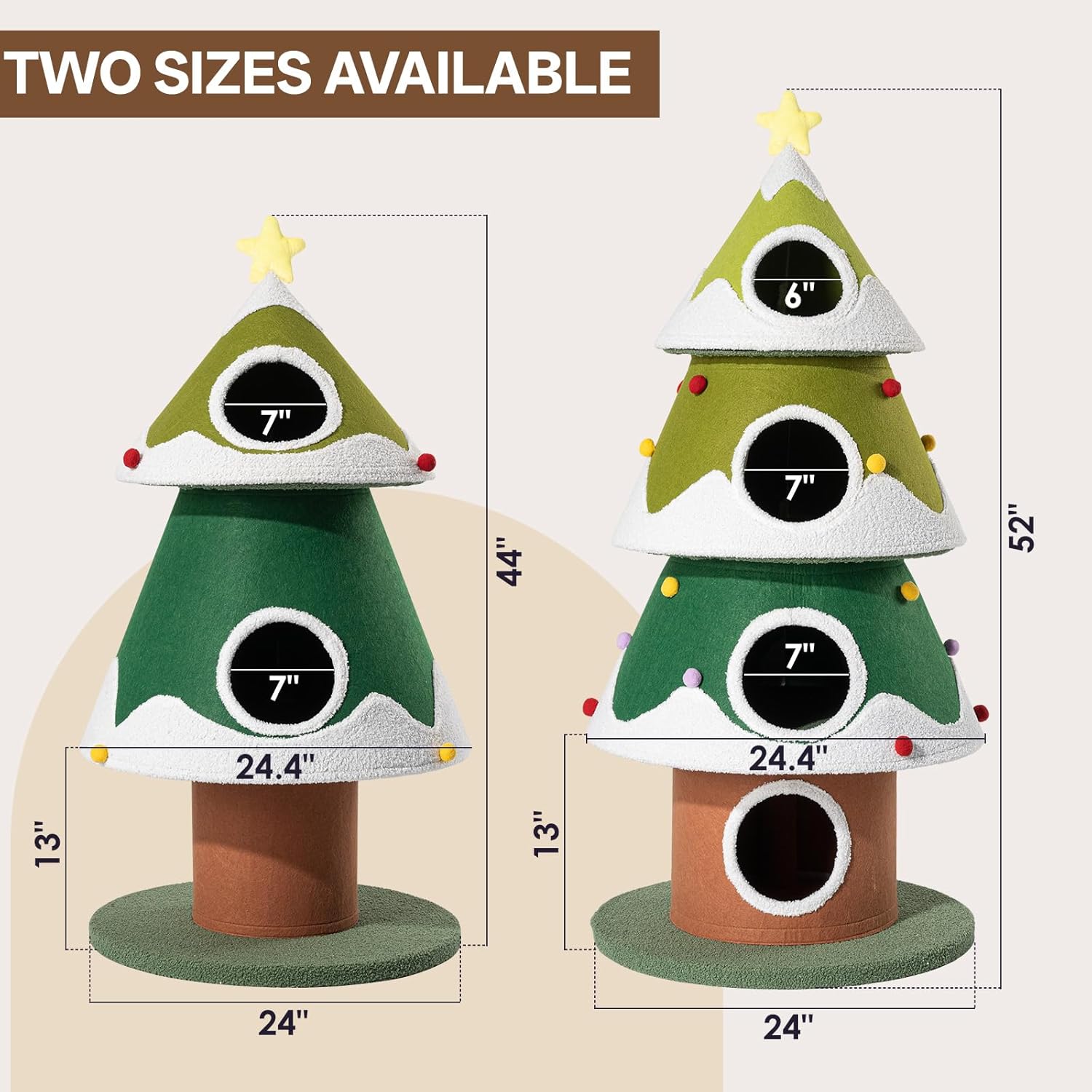 Christmas Cat Tree, 4 Cat House for Multi-Cat Households (Small)