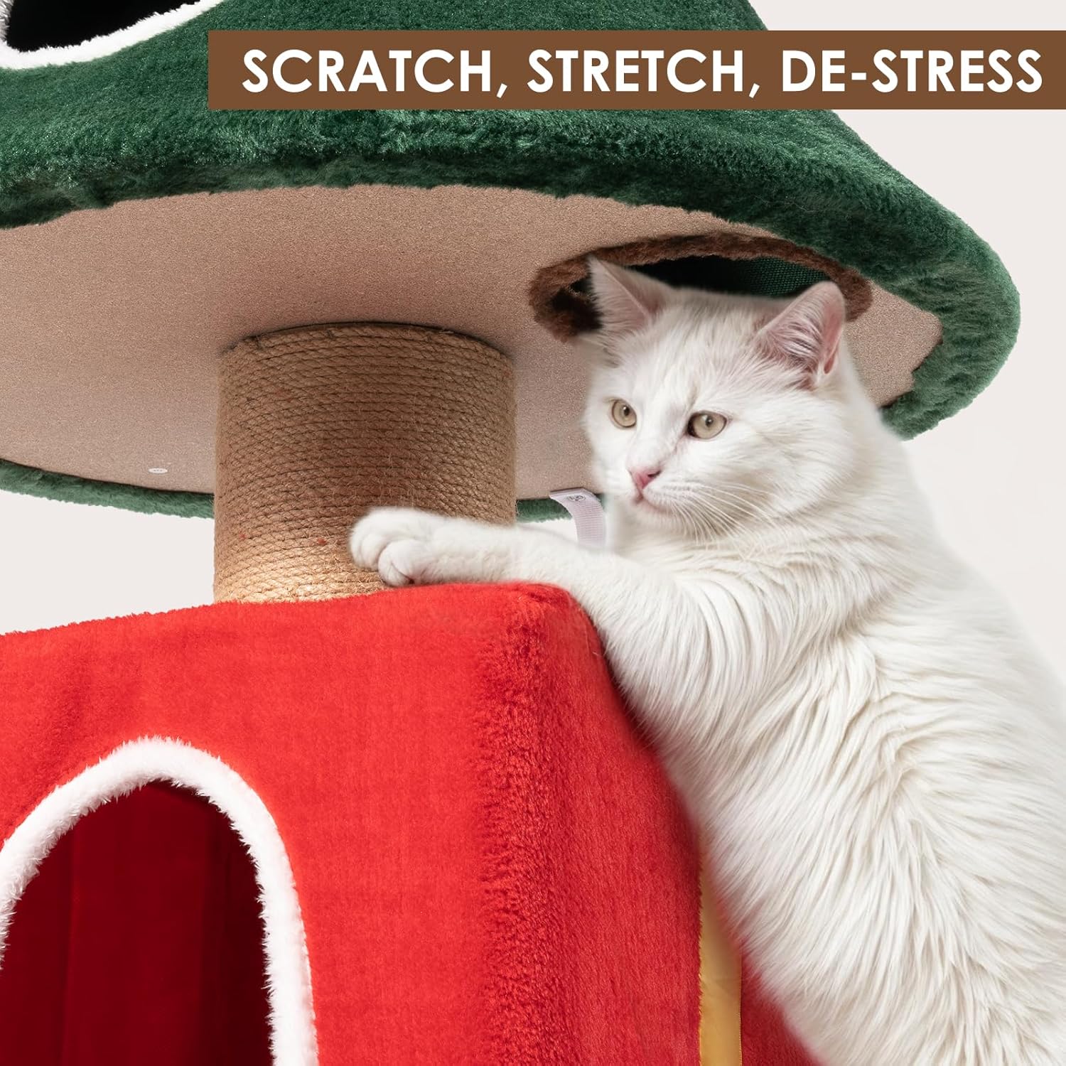 60" Christmas Cat Tree with 3 Cat Houses, Cat Furniture with Interactive Toy for Christmas Decoration (Large)