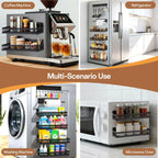 6 Pack Magnetic Shelves for Washing Machine and Fridge, Magnetic Laundry Organizer, Magnetic Fridge Shelves with Versatile Hooks, Paper Towel Holder and Metal Storage Baskets