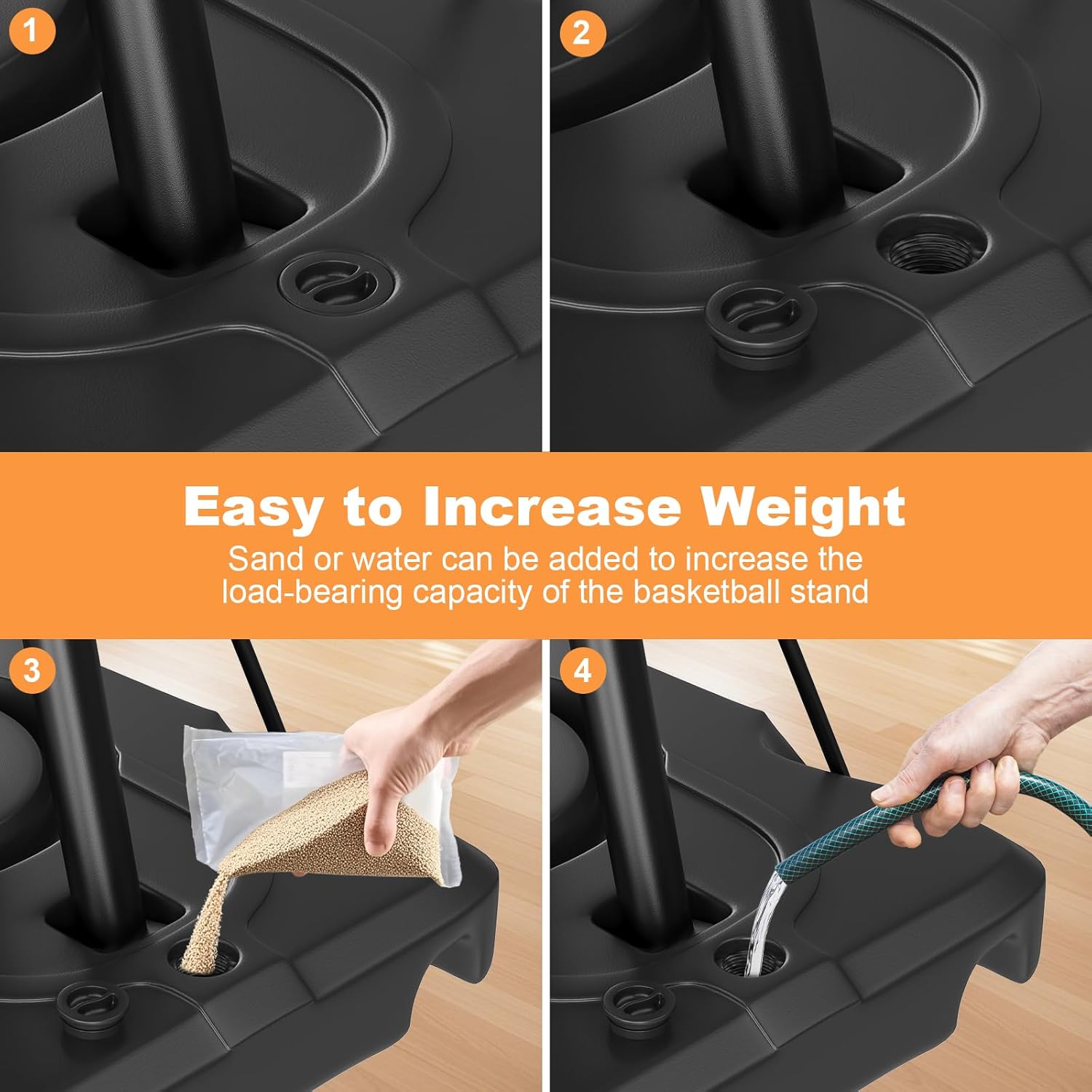 44 Inch Basketball Hoop, 5-10FT Height Adjustable Basketball Hoop Goal System with Shatterproof Backboard and Wheels, Outdoor Portable Basketball Goals for Backyard, Garage, Park (Hand Pull)