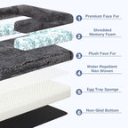 72" Foldable Human Dog Bed for Adults, Fluffy Faux Fur with Blanket, Orthopedic Washable Dog Bed with Memory Foam and Water Repellent Liner Extra Large Thick for Pet (Grey)