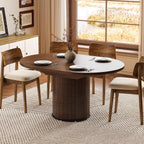 Extendable Dining Room Table Round Dining Table for 4 6 8, 43"-59" Modern Wood Kitchen Table with Removable Leaves Extendable Dinner Tables|Living Room|Small Space