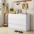 White Wood Dresser, 6 Drawer Dressers for Clothes Storage for Bedroom, Modern Dresser with Wide Drawers, Wide Wooden Chest Drawers for Living Room, Entryway, TV Stand(47" W x15.4 Dx32.3 H)