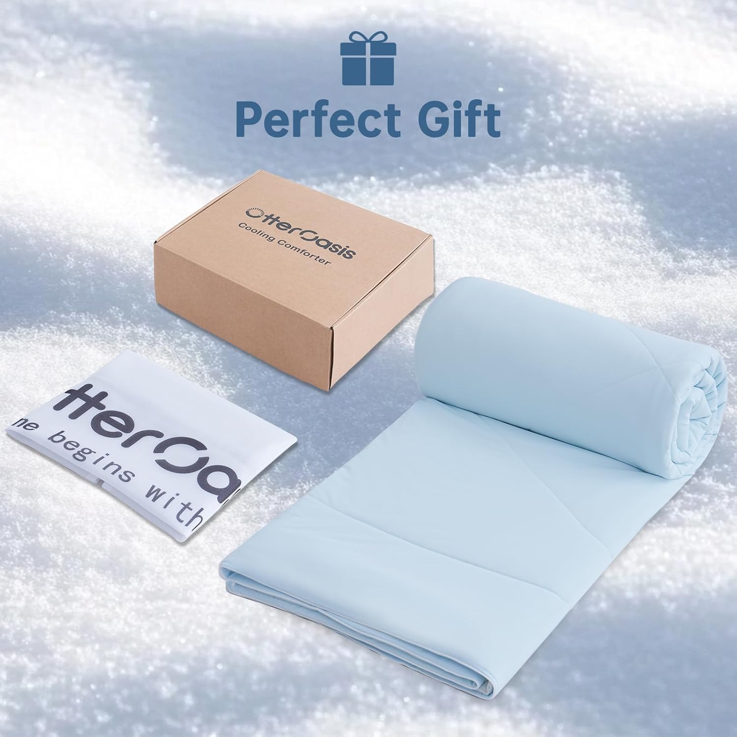 Cooling Comforter Oversized King for Hot Sleepers, 108"x90" Summer Cooling Blanket for Night Sweats, Silk Soft Lightweight Breathable All-Season Blue Cooling Quilt Blanket