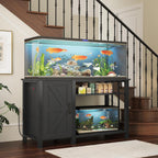 55-75 Gallon Fish Tank Stand with Power Outlet & Adjustable Shelf, Heavy Duty Aquarium Stand with Cabinet Storage for Fish Tank, Turtle Tank, Reptile Terrarium, 1000LBS Capacity, Black