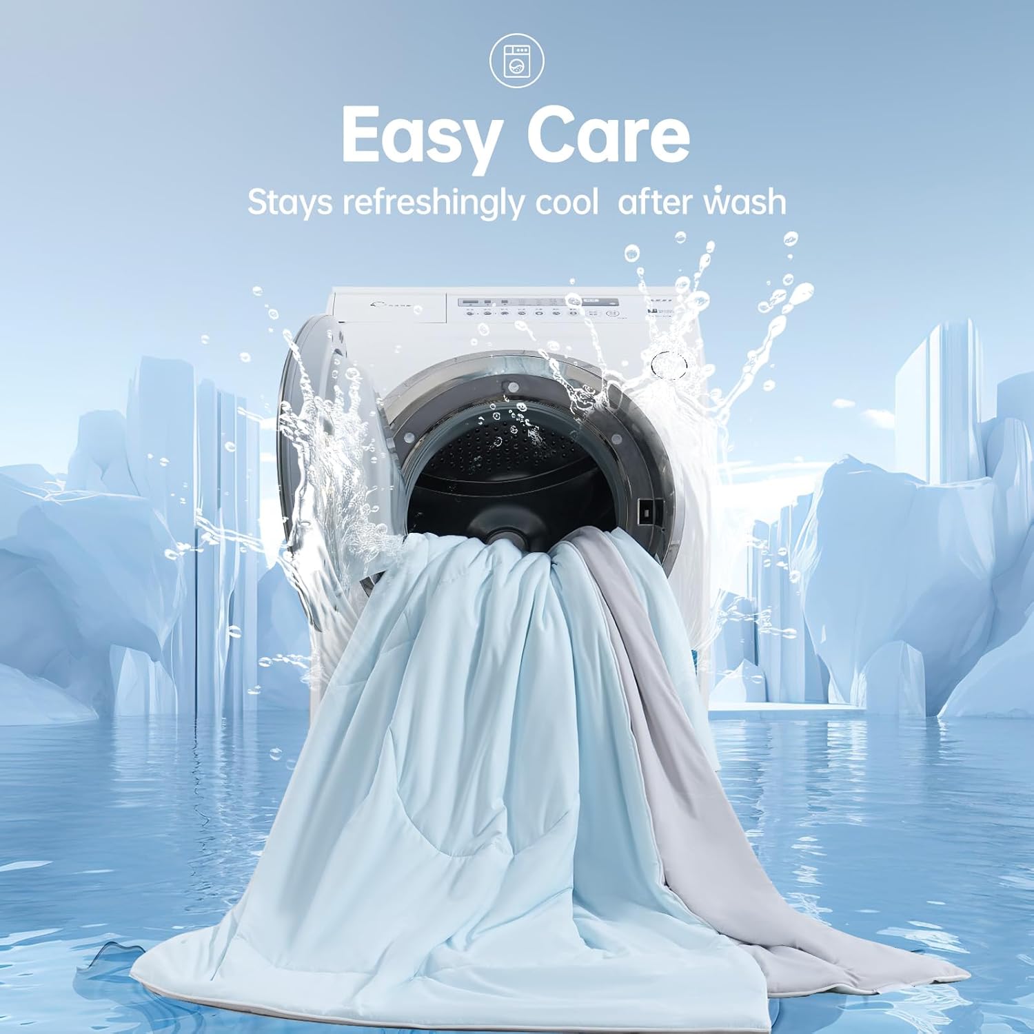 Cooling Comforter Oversized King for Hot Sleepers, 108"x90" Summer Cooling Blanket for Night Sweats, Silk Soft Lightweight Breathable All-Season Blue Grey Cooling Quilt Blanket
